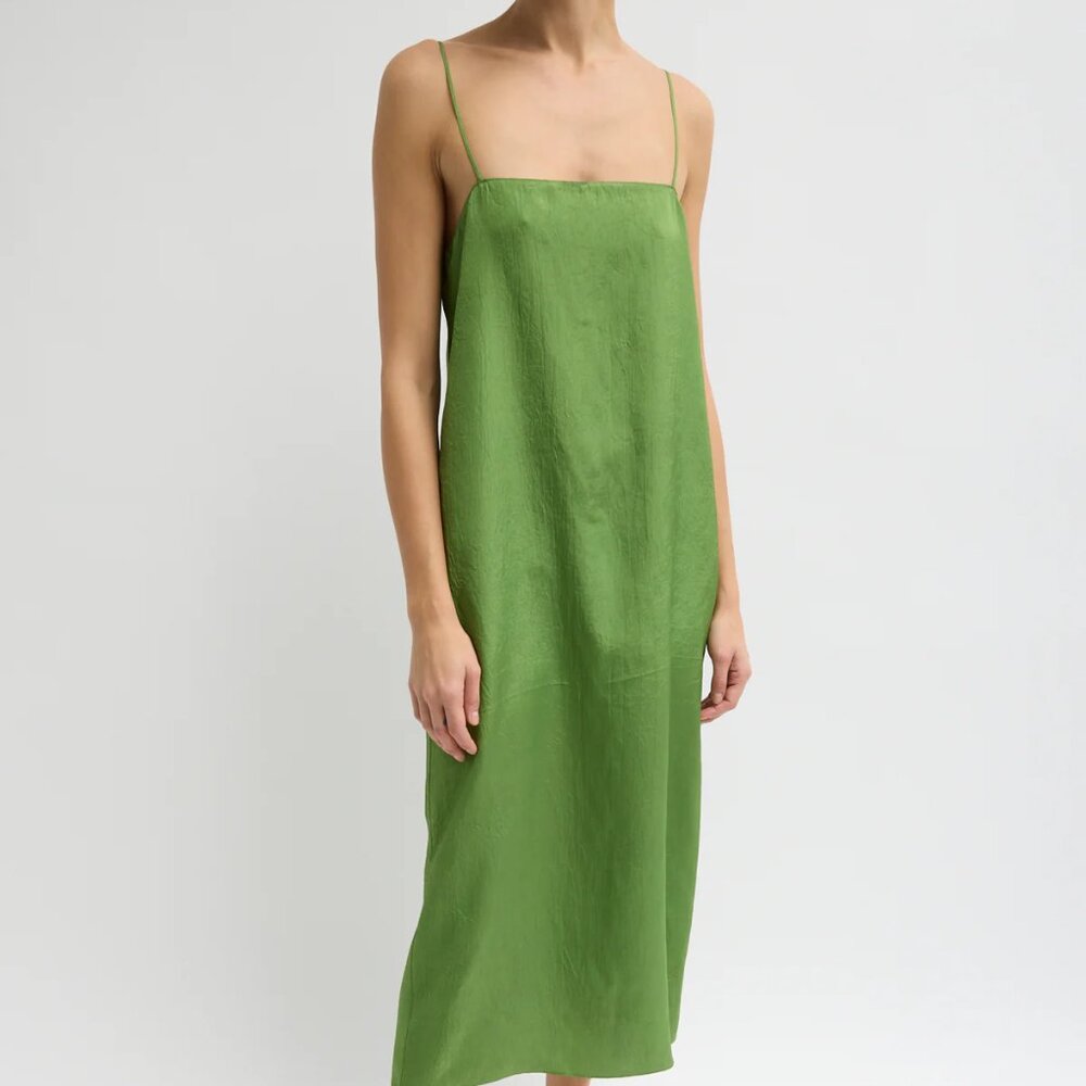 Tibi Summer Acetate Crinkle Slip Dress in Chartreuse - Size 2 - LIKE NEW